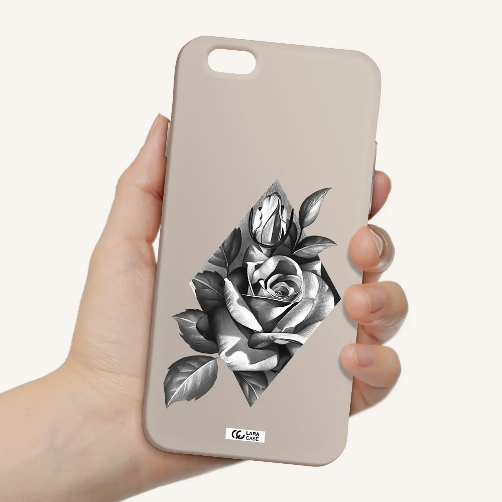 a drawing of a rose Apple iPhone 6 Silicone Stone Case