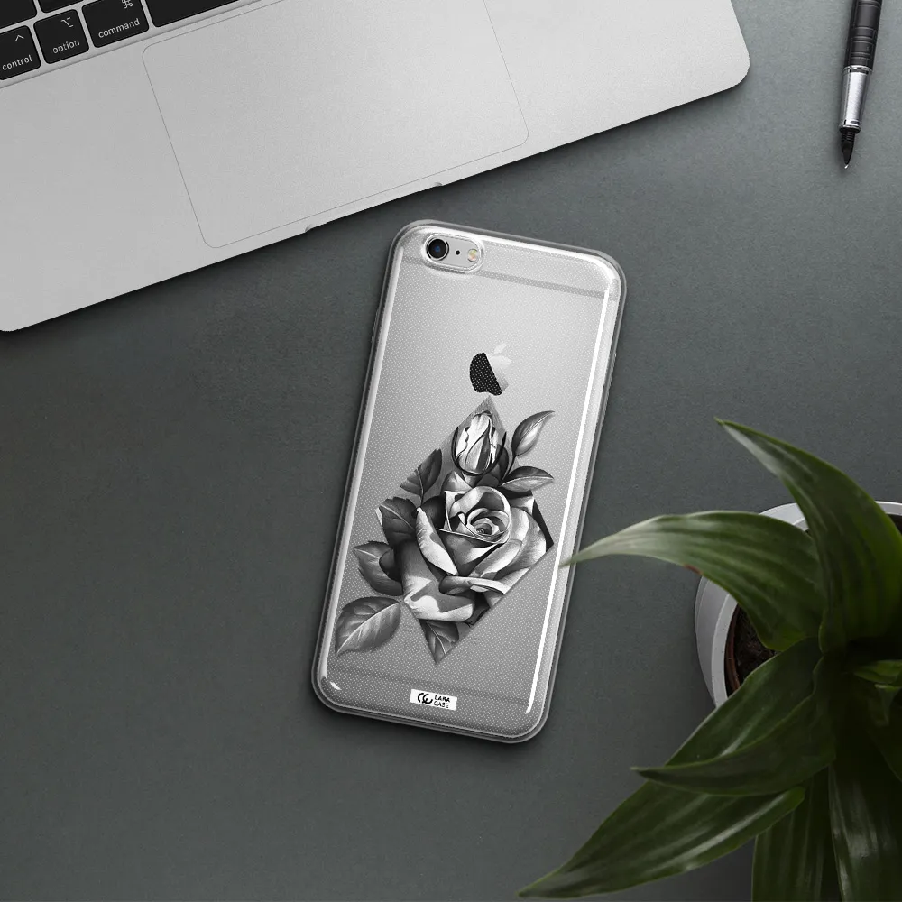 a drawing of a rose Apple iPhone 6S Clear TPU Case