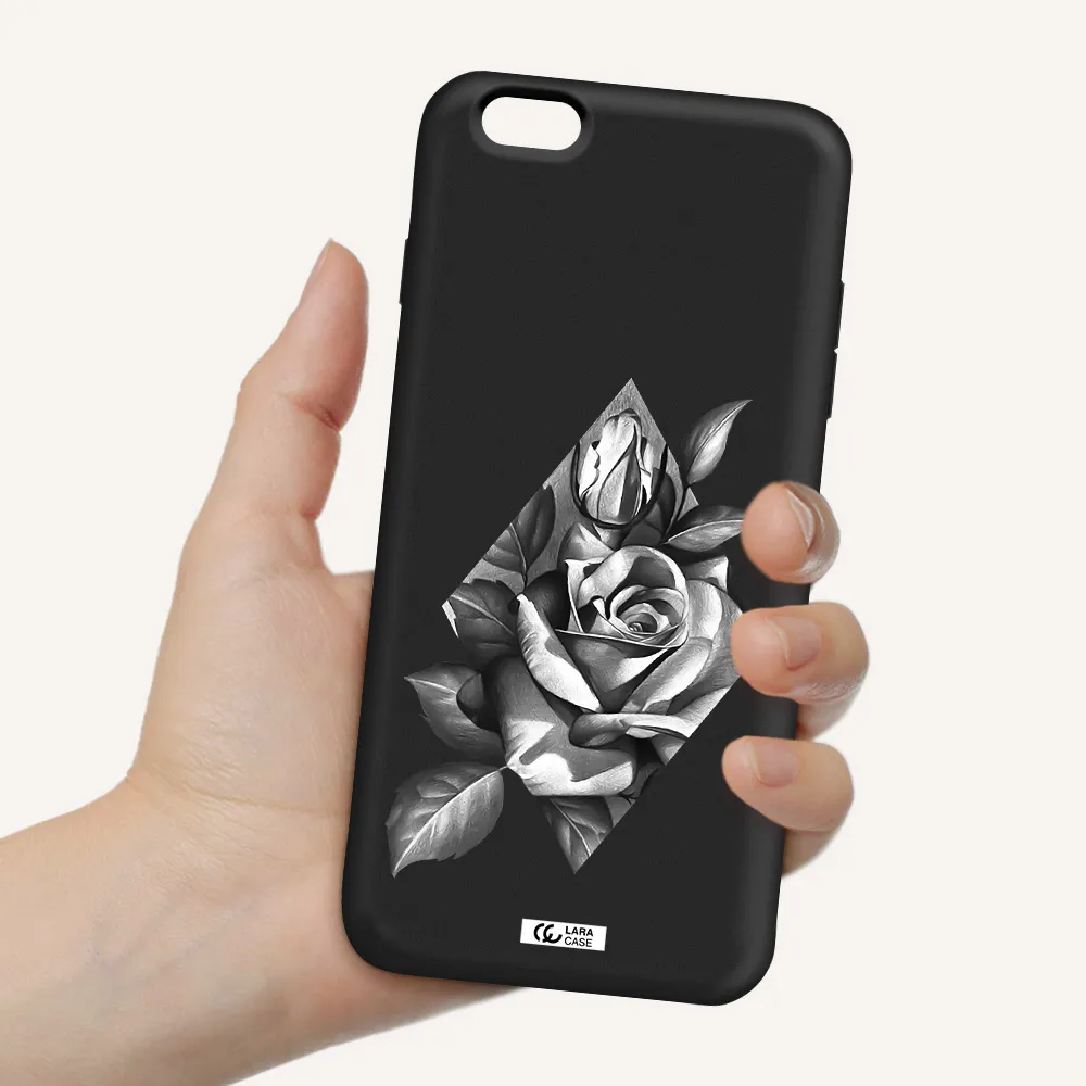 a drawing of a rose Apple iPhone 6S Silicone black Case