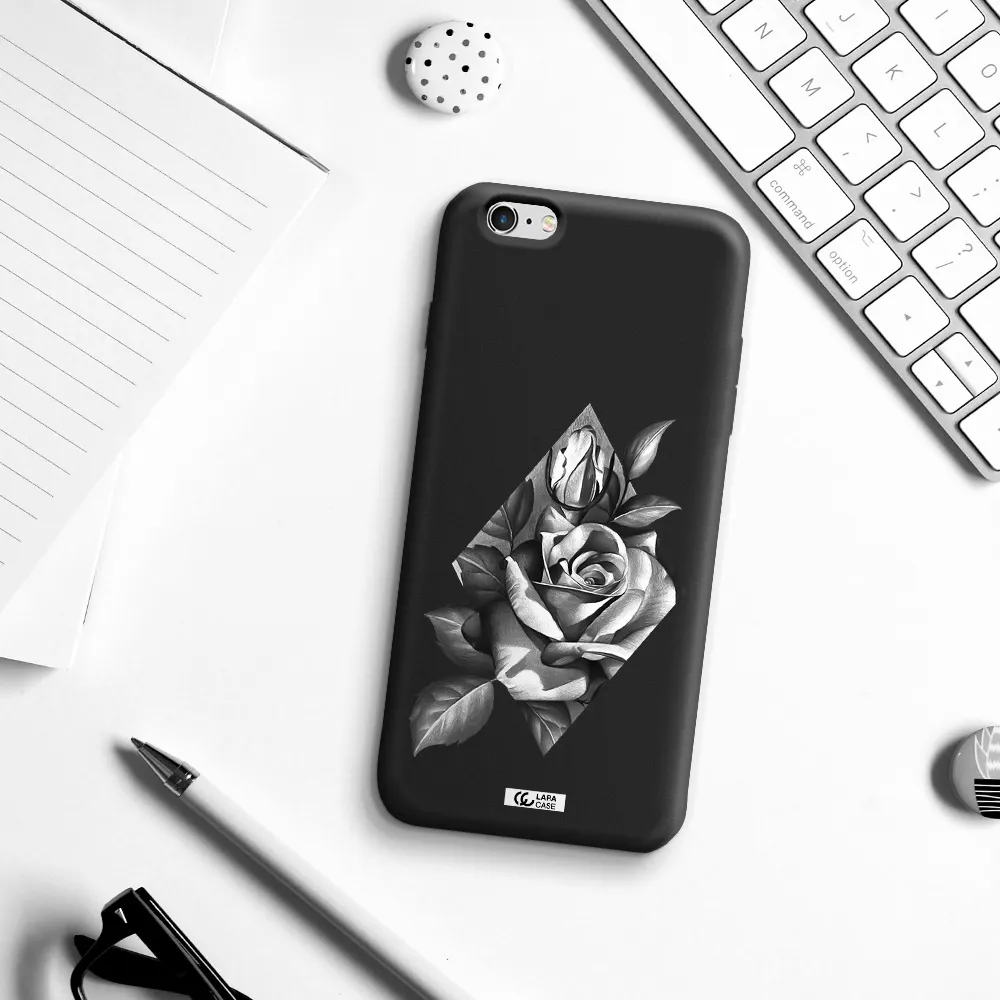 a drawing of a rose Apple iPhone 6S Silicone black Case