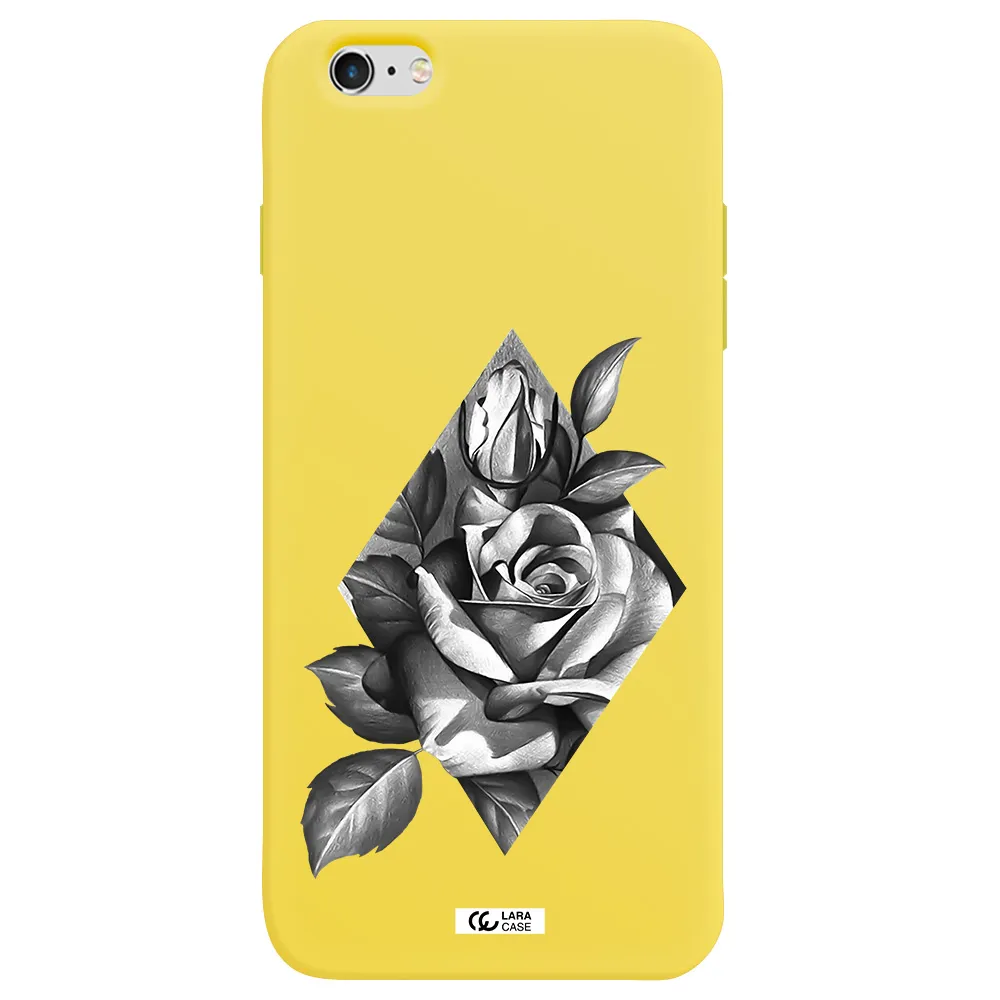 a drawing of a rose Apple iPhone 6S Silicone canary yellow Case