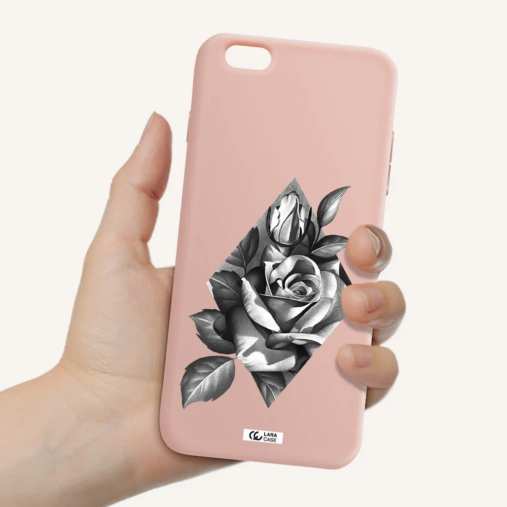 a drawing of a rose Apple iPhone 6S Silicone pastel pink Case