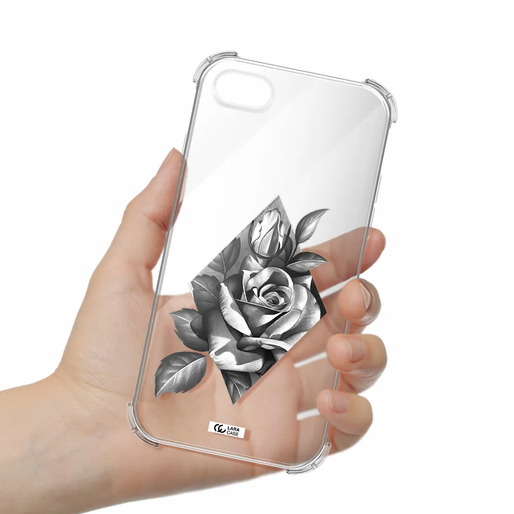 a drawing of a rose Apple iPhone 7 Clear PC Case