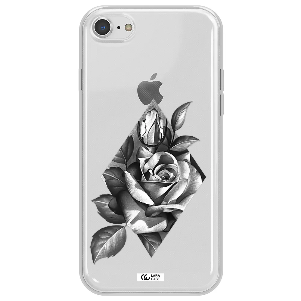 a drawing of a rose Apple iPhone 7 Clear TPU Case