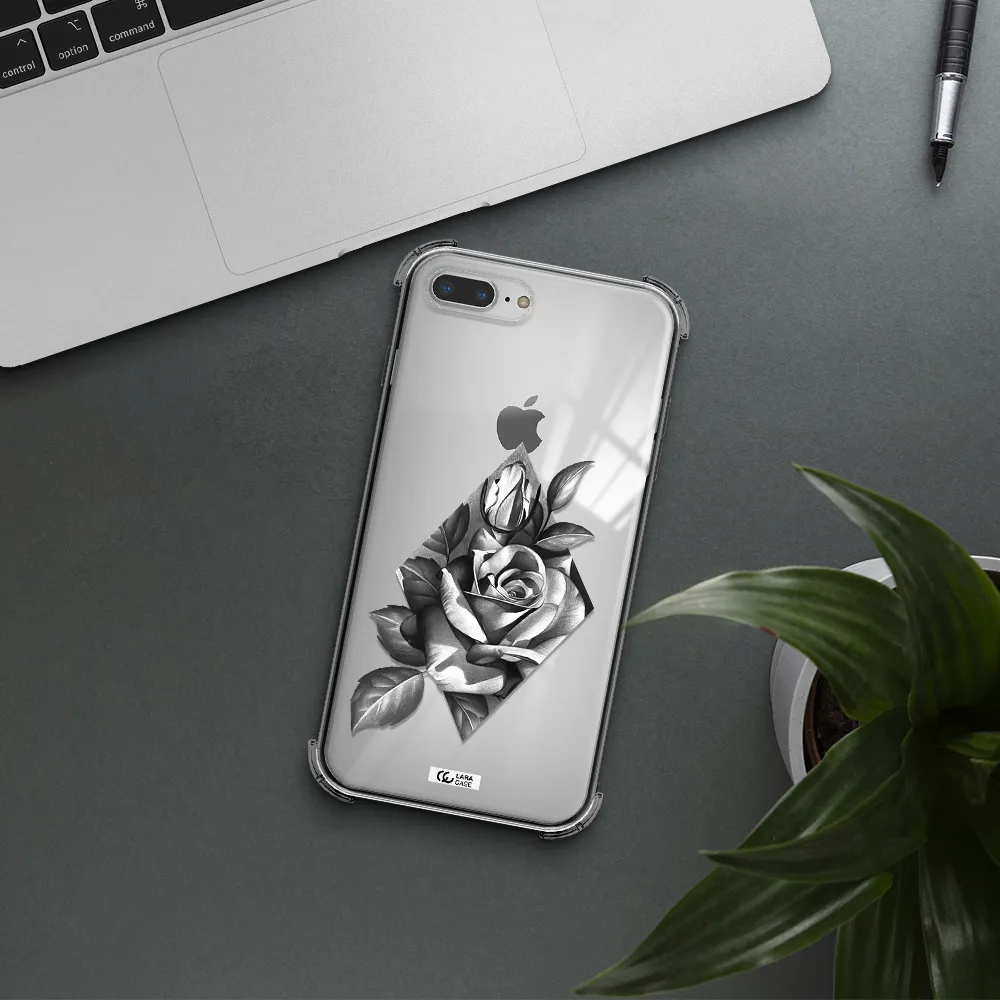 a drawing of a rose Apple iPhone 7 plus Clear PC Case