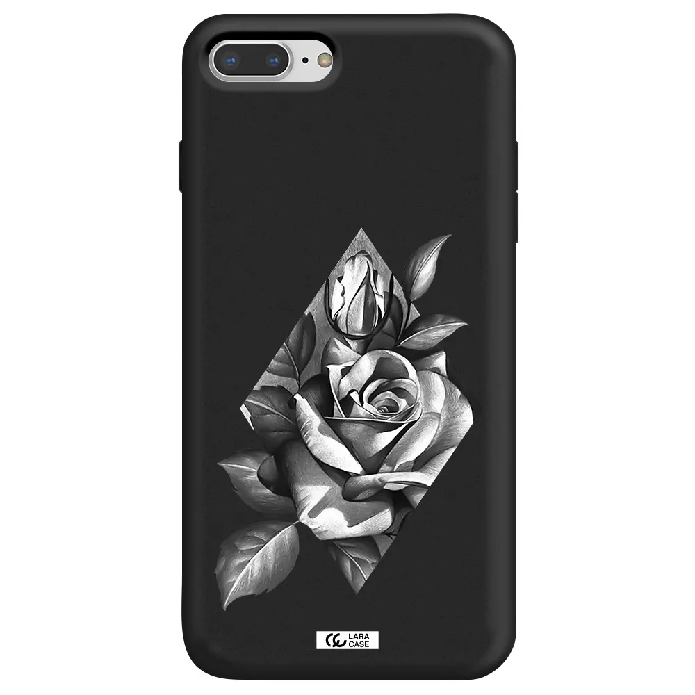 a drawing of a rose Apple iPhone 7 plus Silicone black Case