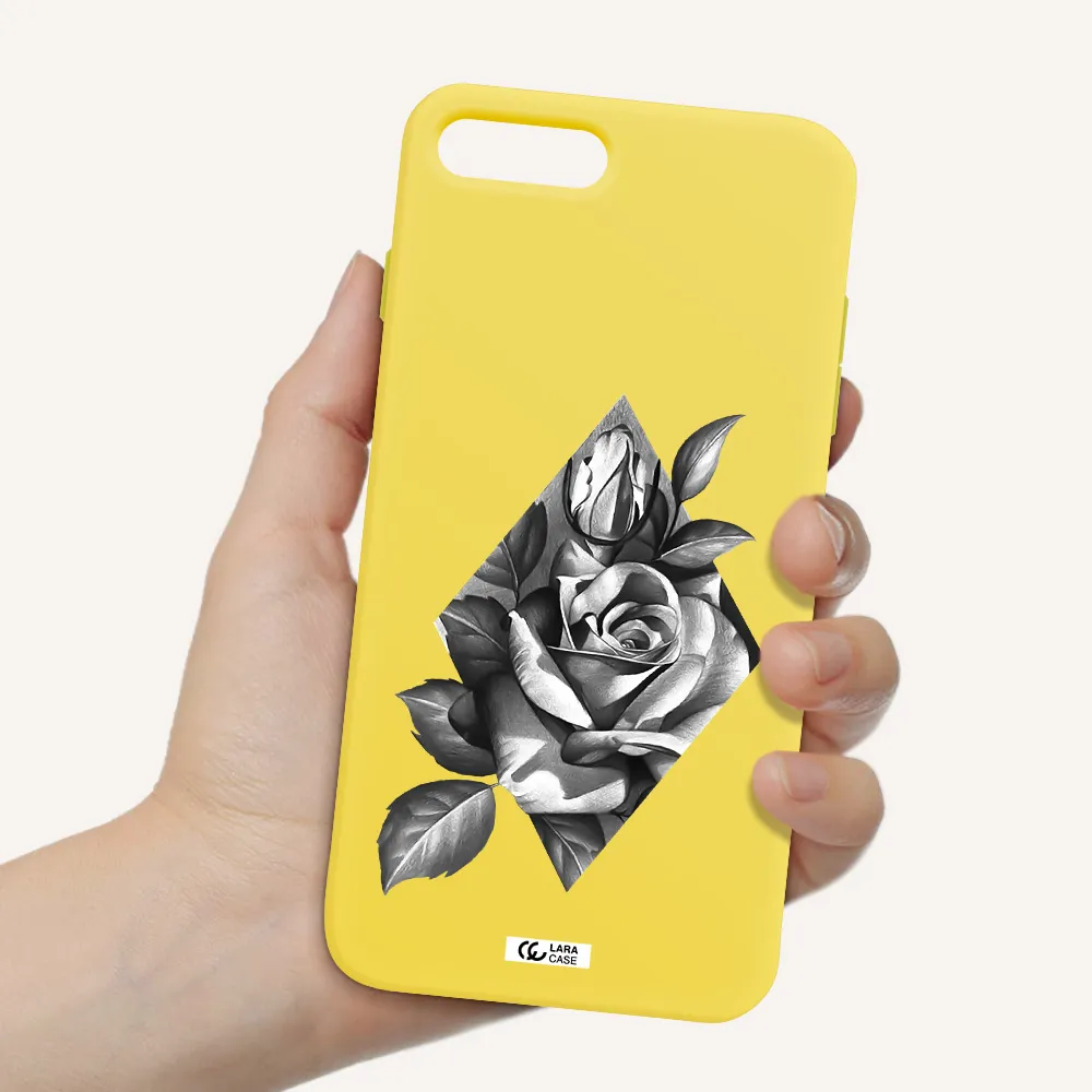 a drawing of a rose Apple iPhone 7 plus Silicone canary yellow Case