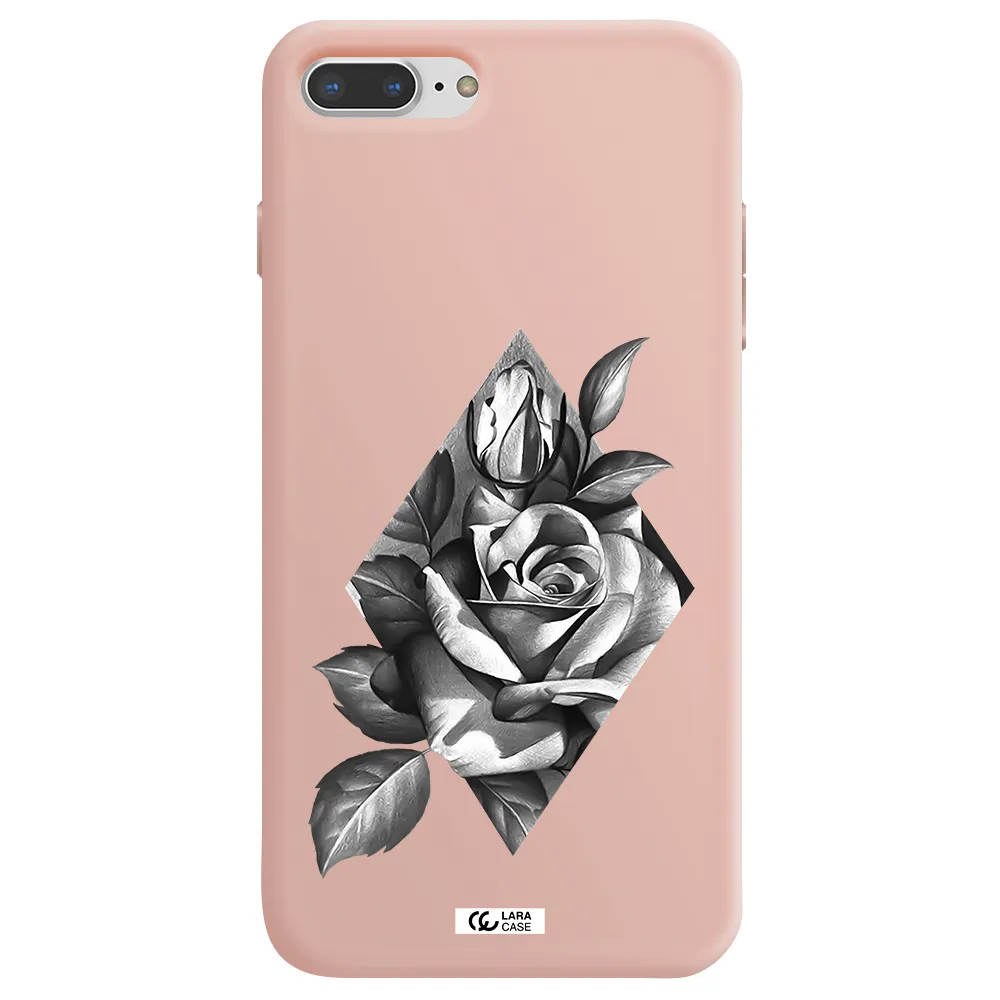 a drawing of a rose Apple iPhone 7 plus Silicone pastel pink Case