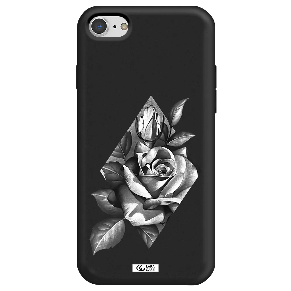 a drawing of a rose Apple iPhone 7 Silicone black Case