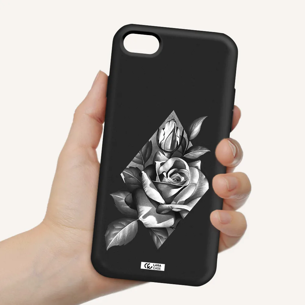 a drawing of a rose Apple iPhone 7 Silicone black Case