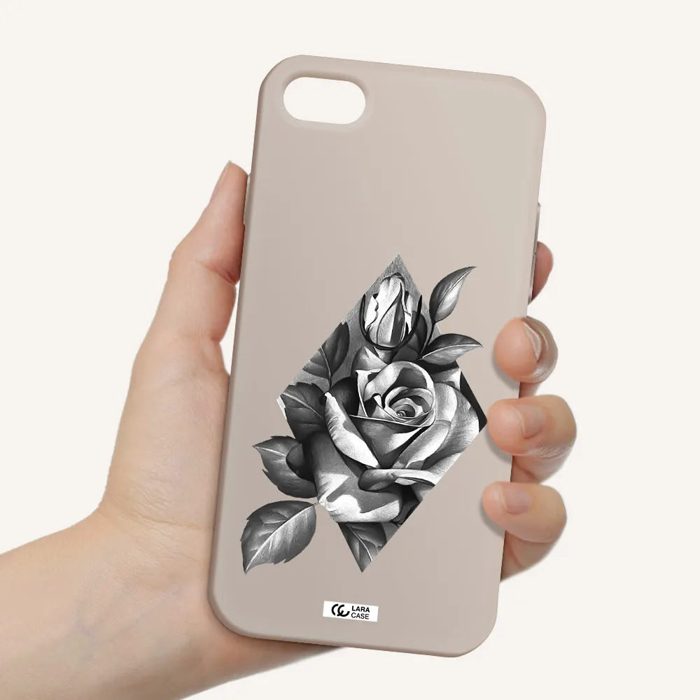 a drawing of a rose Apple iPhone 7 Silicone Stone Case