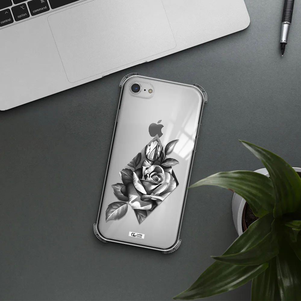 a drawing of a rose Apple iPhone 8 Clear PC Case