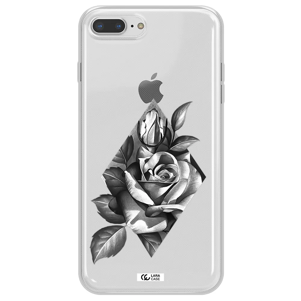 a drawing of a rose Apple iPhone 8 plus Clear TPU Case