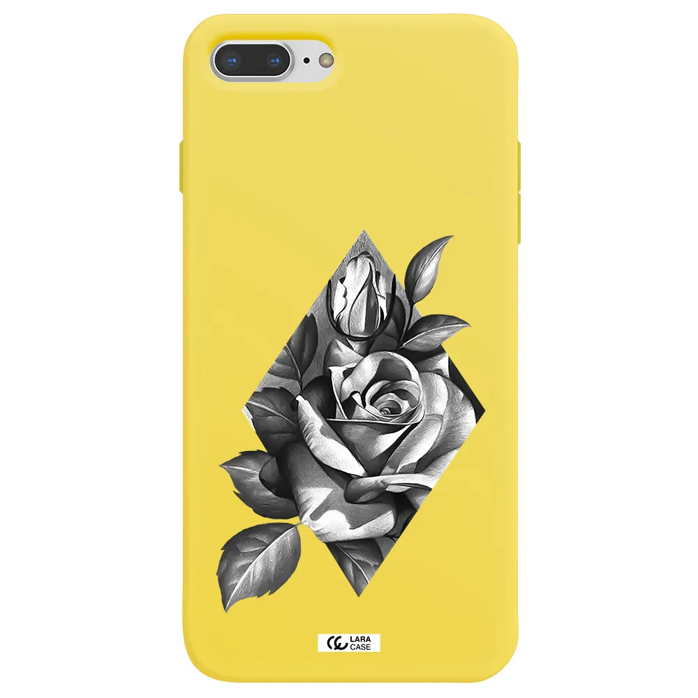 a drawing of a rose Apple iPhone 8 plus Silicone canary yellow Case