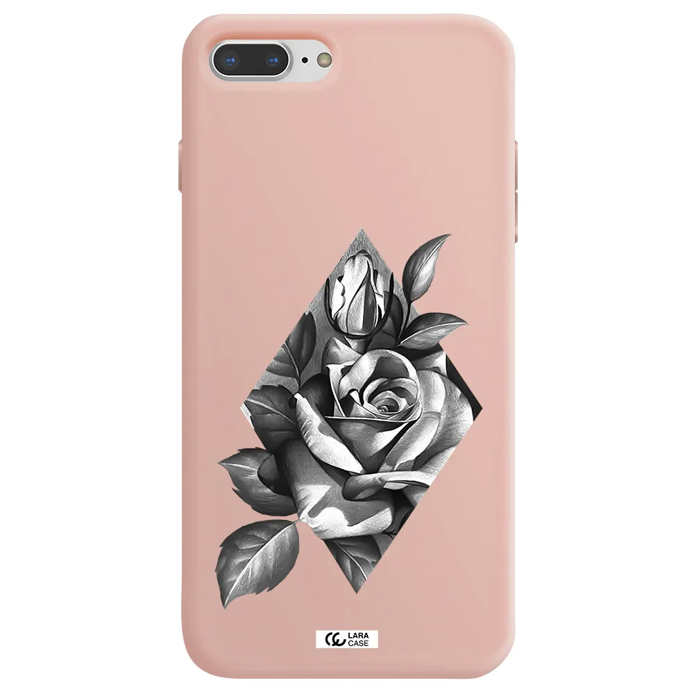 a drawing of a rose Apple iPhone 8 plus Silicone pastel pink Case