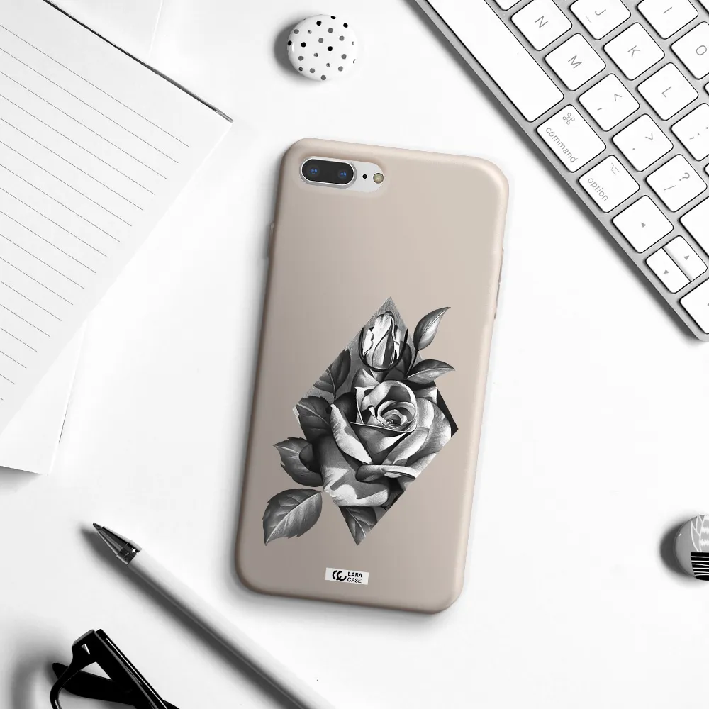 a drawing of a rose Apple iPhone 8 plus Silicone Stone Case