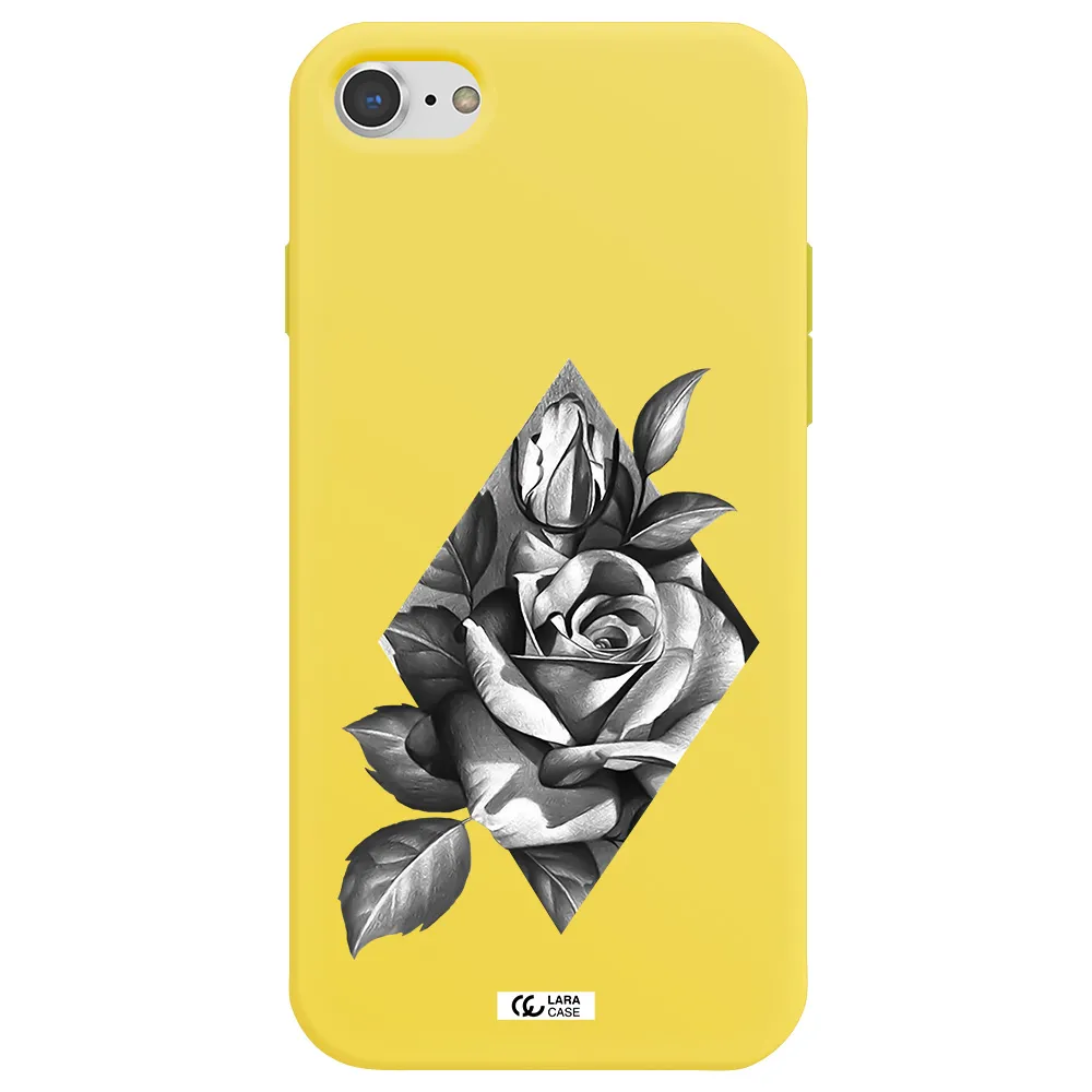 a drawing of a rose Apple iPhone 8 Silicone canary yellow Case