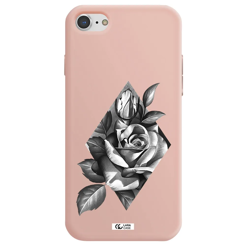 a drawing of a rose Apple iPhone 8 Silicone pastel pink Case