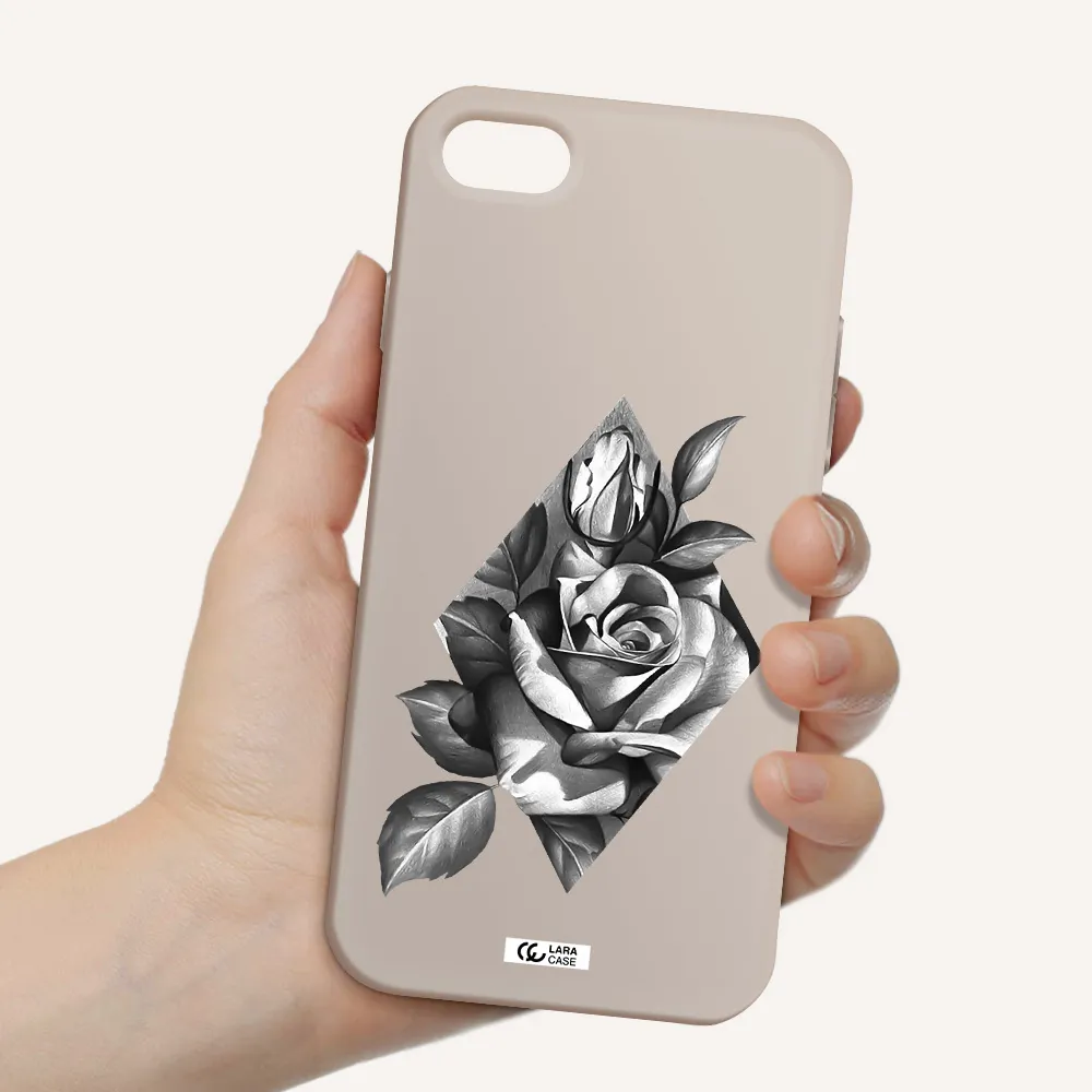 a drawing of a rose Apple iPhone 8 Silicone Stone Case