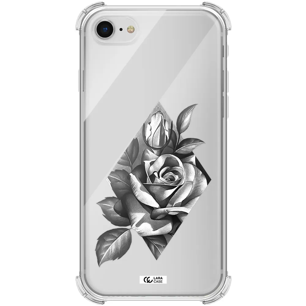 a drawing of a rose Apple iPhone se 2020 Clear PC Case