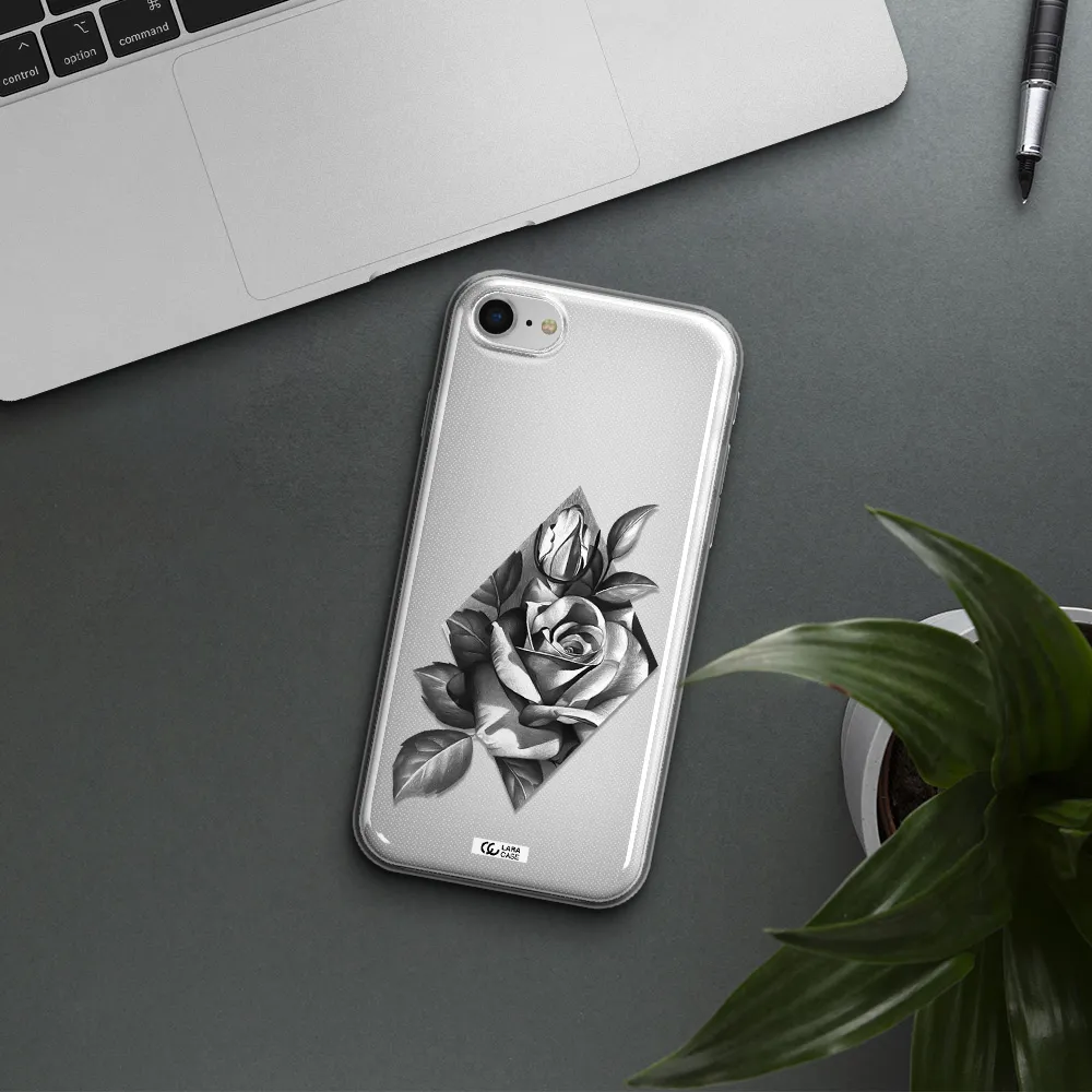 A Drawing Of A Rose Apple Iphone Se 2020 Clear Tpu Case