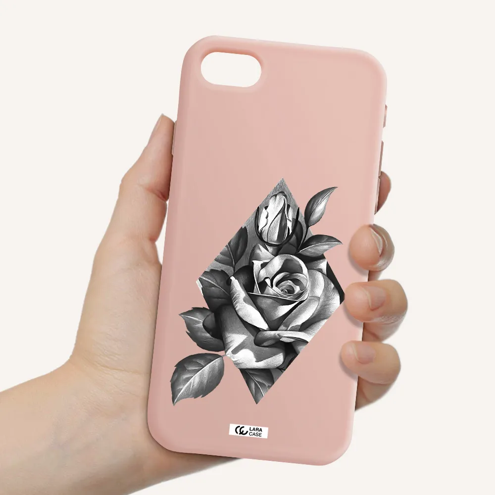 a drawing of a rose Apple iPhone se 2020 Silicone pastel pink Case