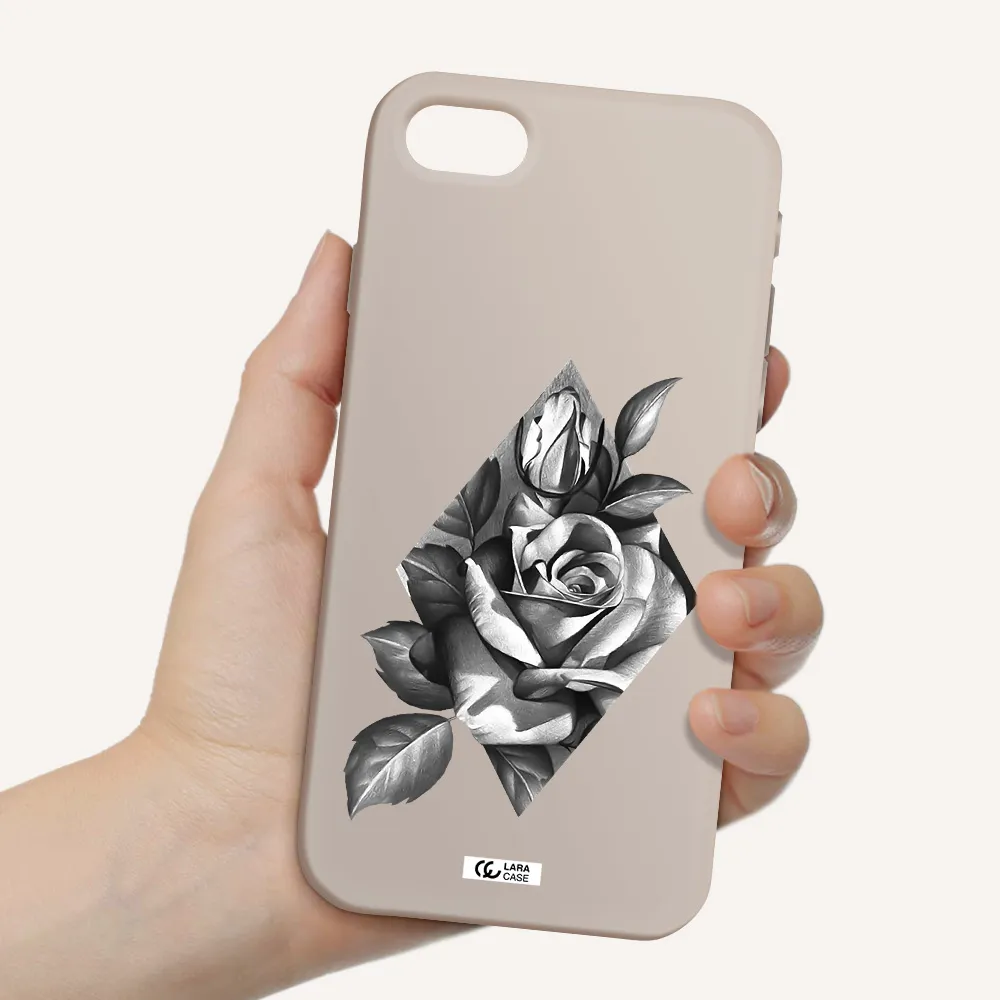 a drawing of a rose Apple iPhone se 2020 Silicone Stone Case