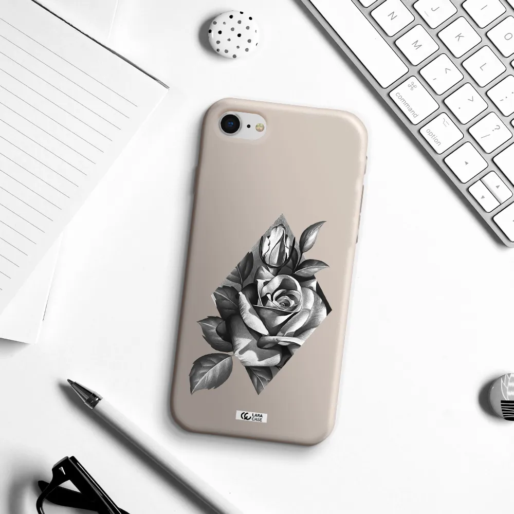a drawing of a rose Apple iPhone se 2020 Silicone Stone Case