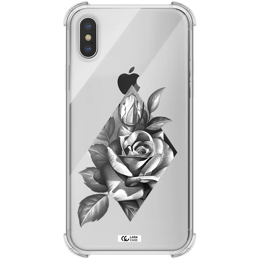 a drawing of a rose Apple iPhone X Clear PC Case