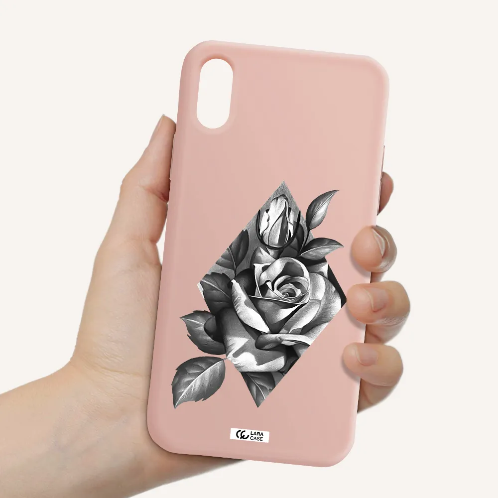 a drawing of a rose Apple iPhone X Silicone pastel pink Case