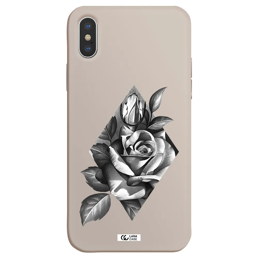 a drawing of a rose Apple iPhone X Silicone Stone Case