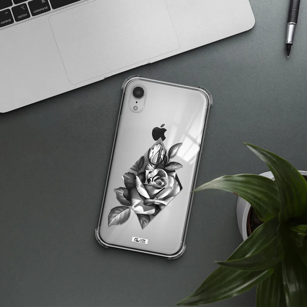 a drawing of a rose Apple iPhone XR Clear PC Case