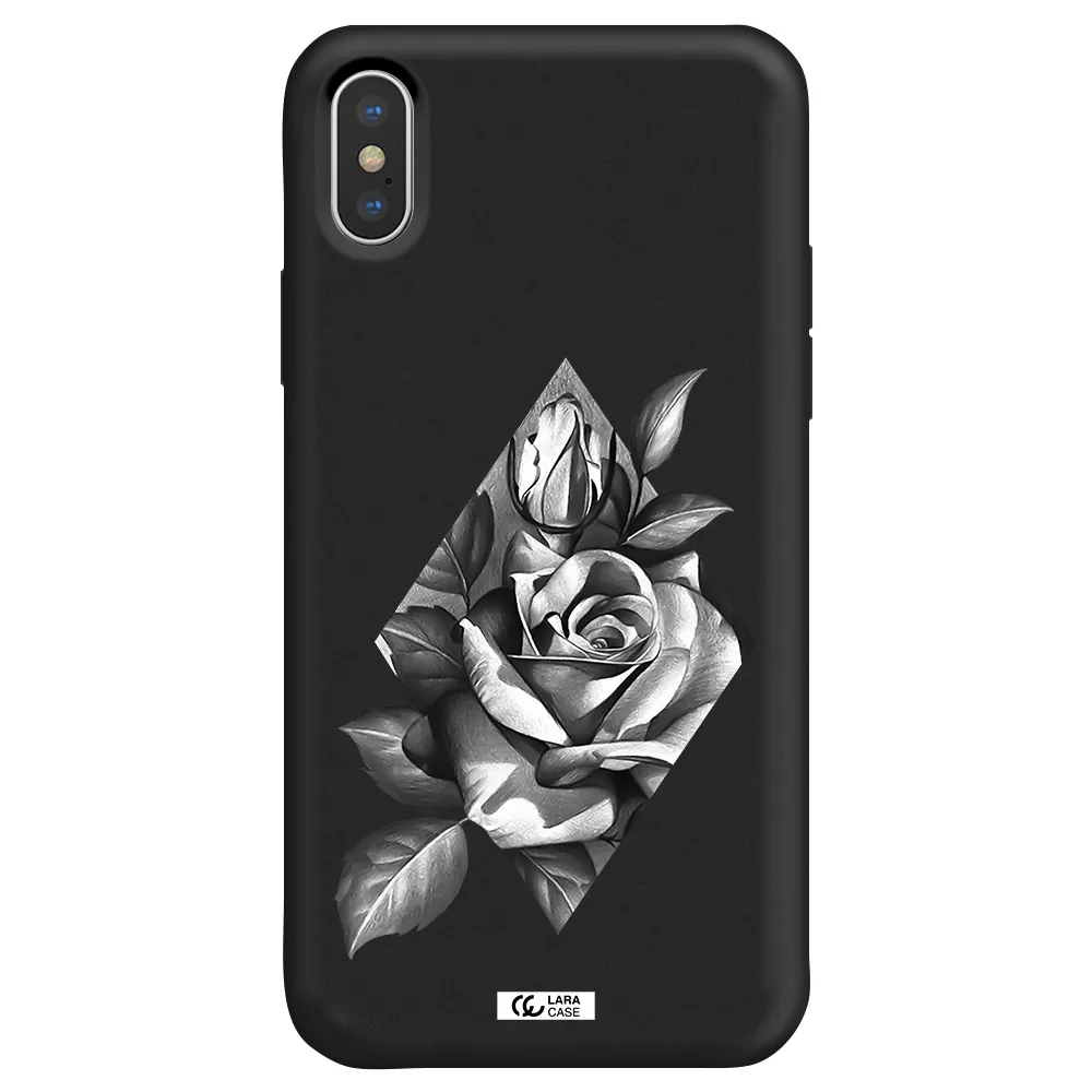 a drawing of a rose Apple iPhone XS Silicone black Case