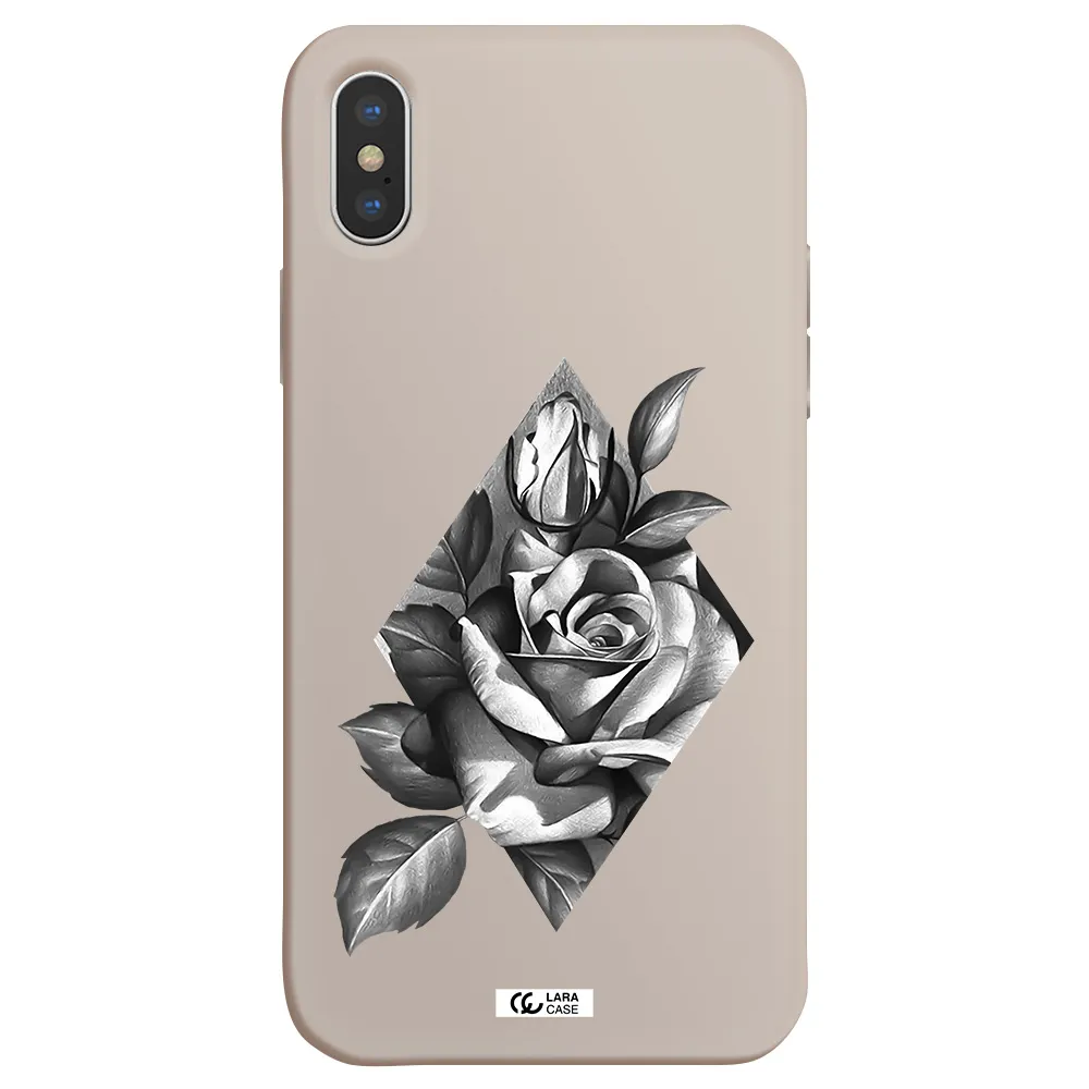 a drawing of a rose Apple iPhone XS Silicone Stone Case