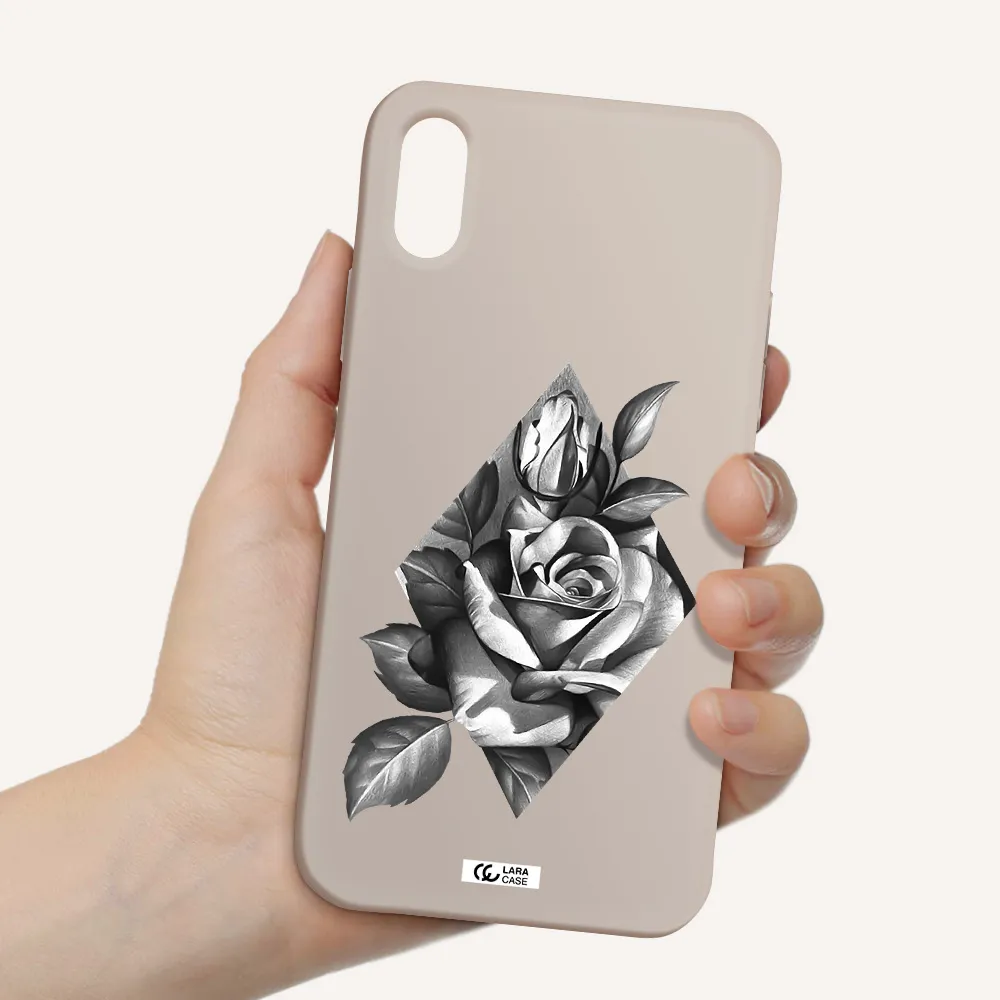 a drawing of a rose Apple iPhone XS Silicone Stone Case
