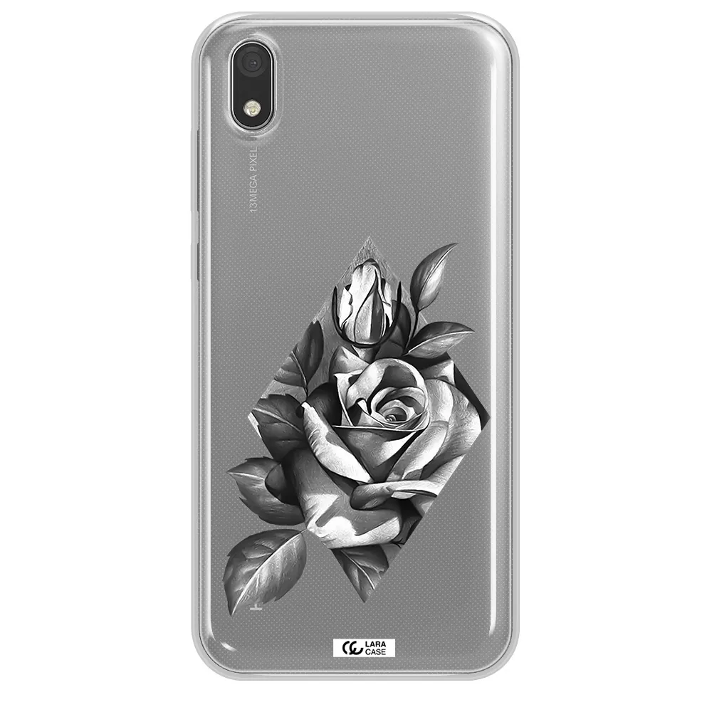 a drawing of a rose Huawei Honor 8S Clear TPU Case