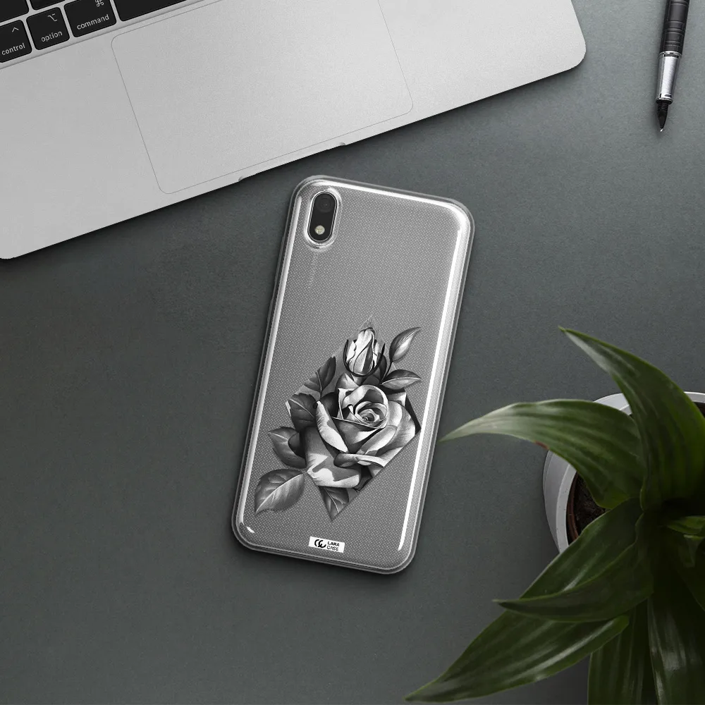 a drawing of a rose Huawei Honor 8S Clear TPU Case