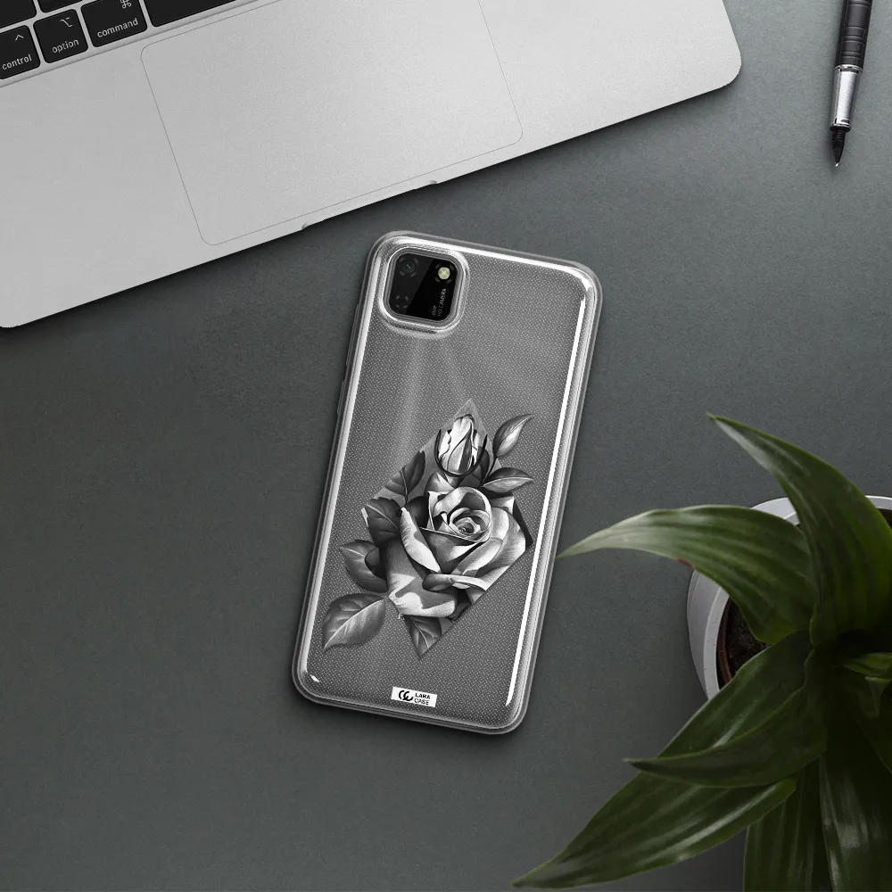 a drawing of a rose Huawei Honor 9S Clear TPU Case