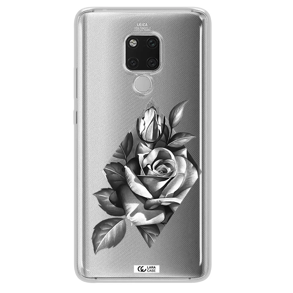 a drawing of a rose Huawei Mate 20X Clear TPU Case