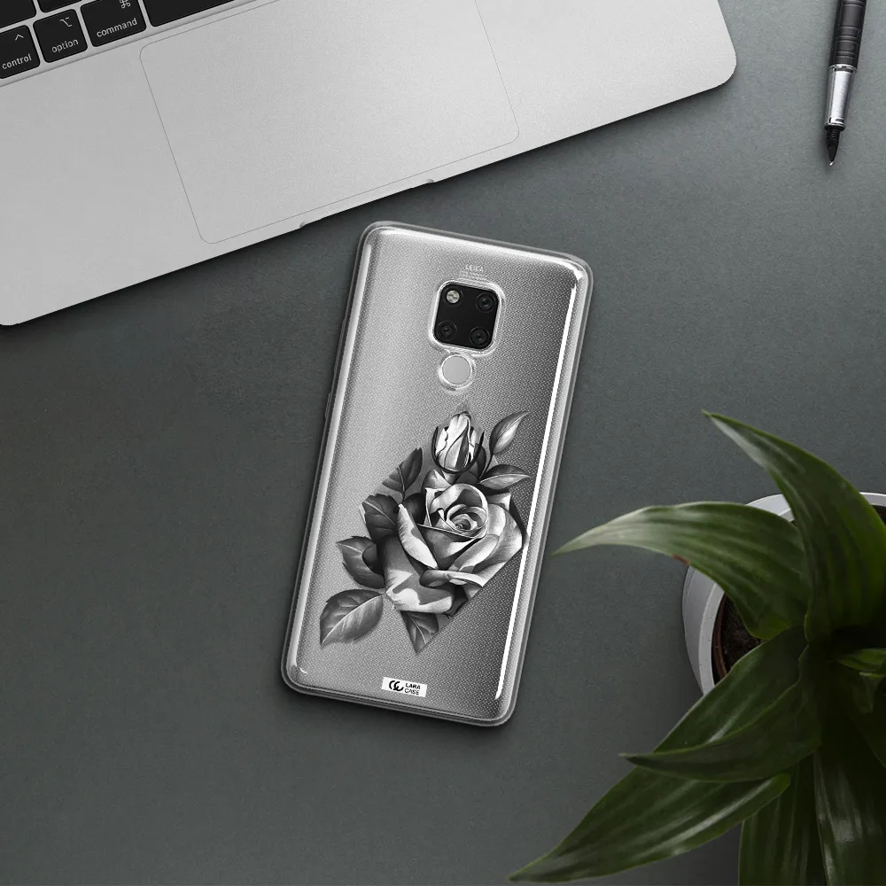 a drawing of a rose Huawei Mate 20X Clear TPU Case