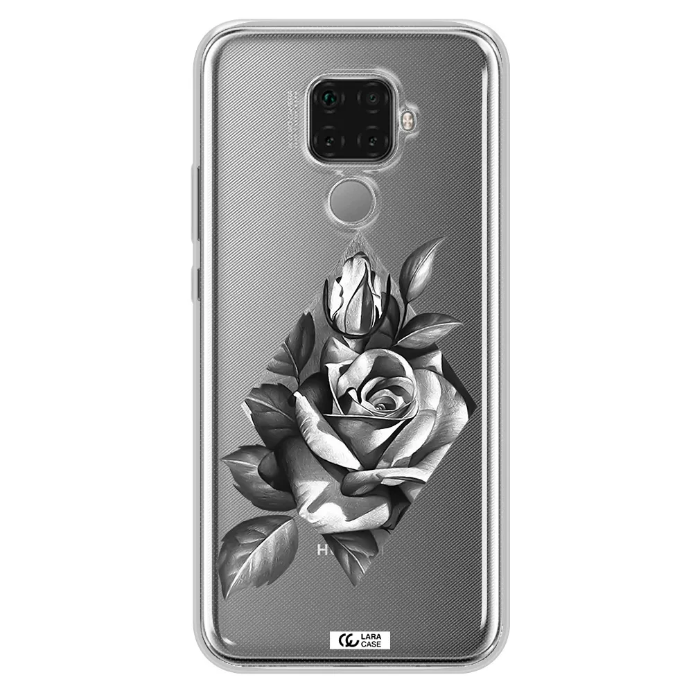 a drawing of a rose Huawei Mate 30 Lite Clear TPU Case