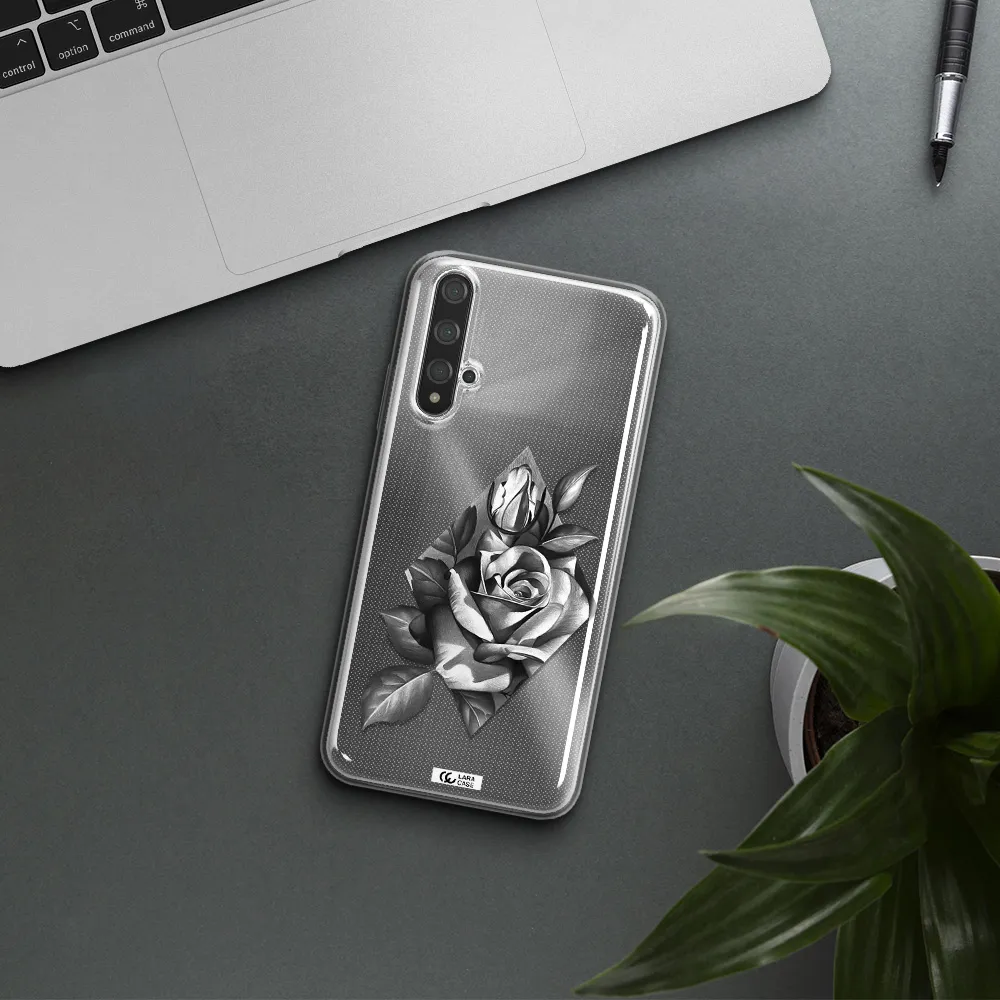 a drawing of a rose Huawei Nova 5t Clear TPU Case