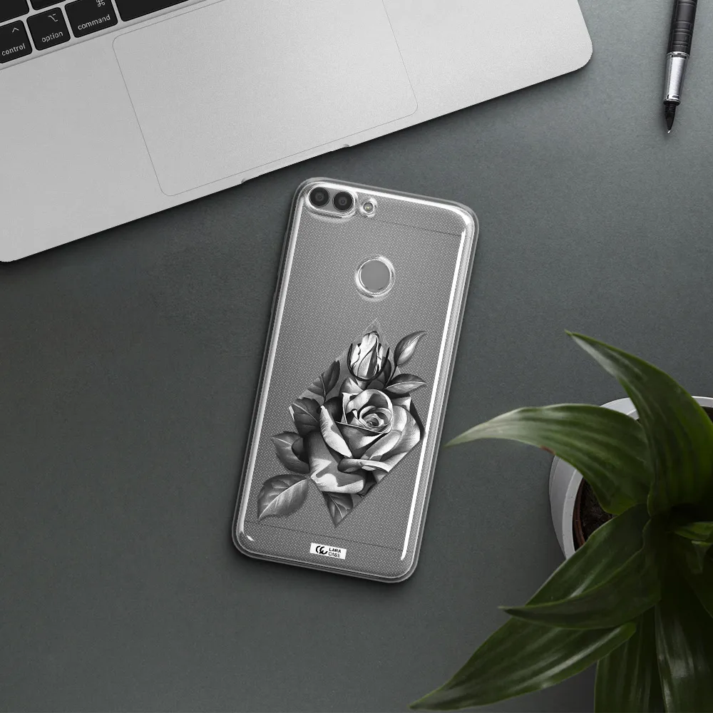a drawing of a rose Huawei P Smart 2017 Clear TPU Case
