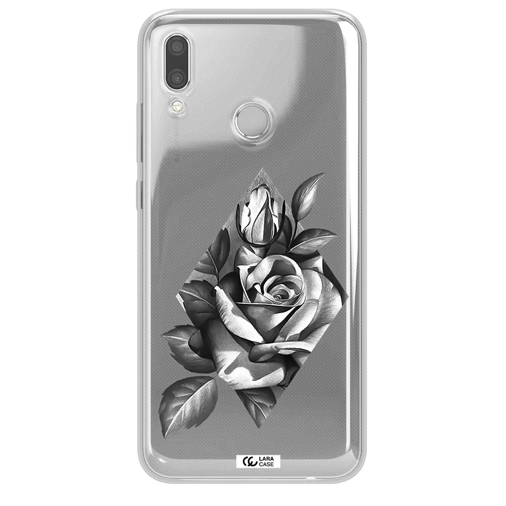 a drawing of a rose Huawei P Smart 2019 Clear TPU Case