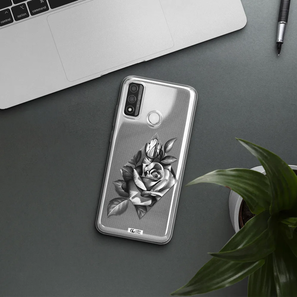 a drawing of a rose Huawei P Smart 2020 Clear TPU Case
