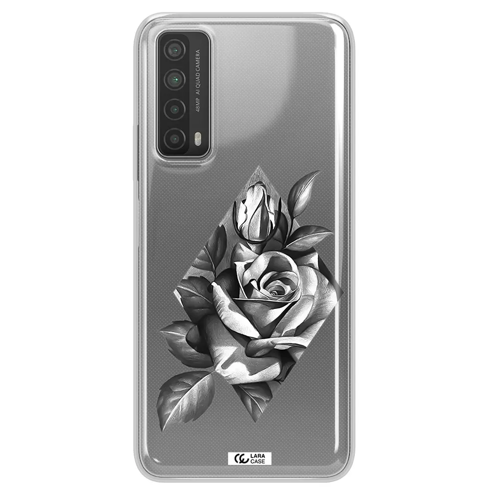 a drawing of a rose Huawei P Smart 2021 Clear TPU Case