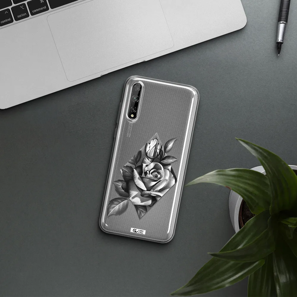 a drawing of a rose Huawei P Smart S Clear TPU Case