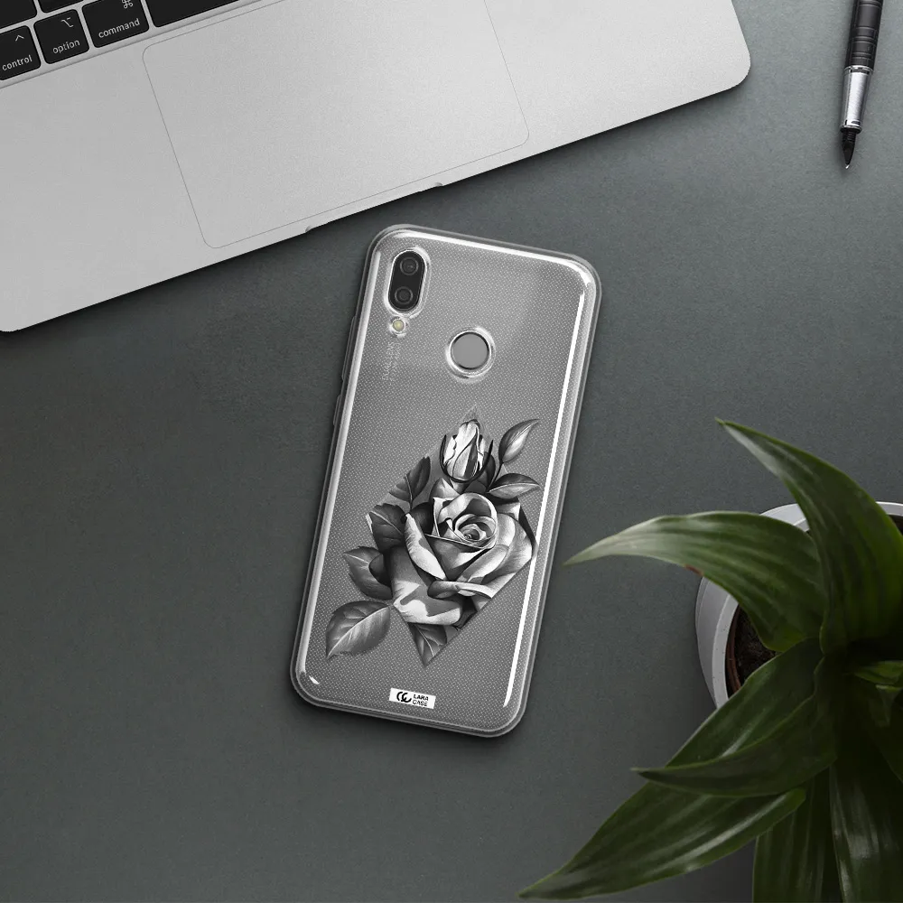 a drawing of a rose Huawei P20 Lite Clear TPU Case
