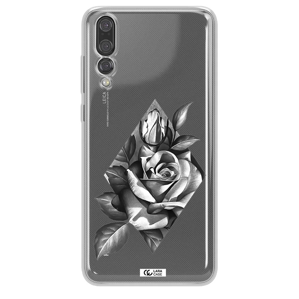 a drawing of a rose Huawei P20 Pro Clear TPU Case