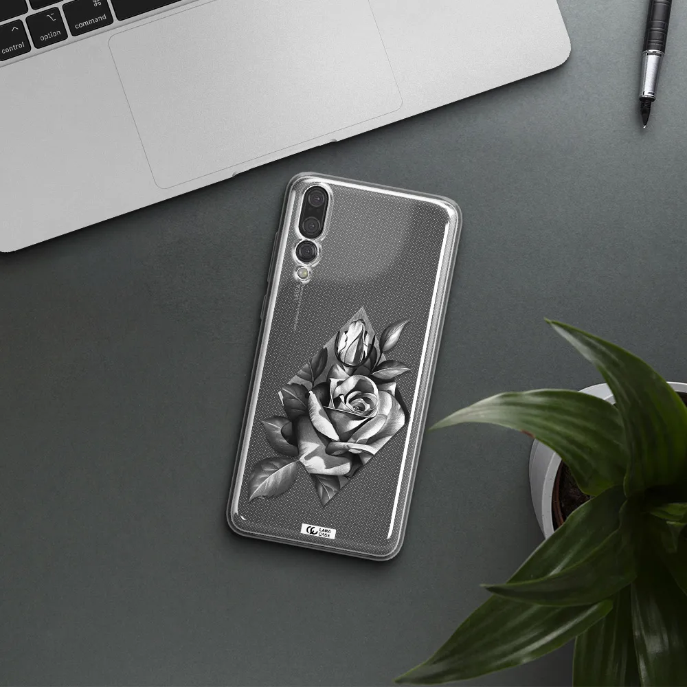 a drawing of a rose Huawei P20 Pro Clear TPU Case